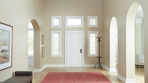 Freshly painted room with an eggshell cream paint color.