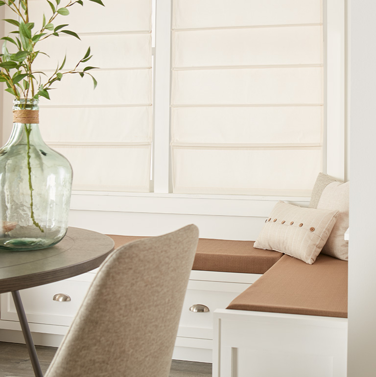 Kitchen nook with glass vase