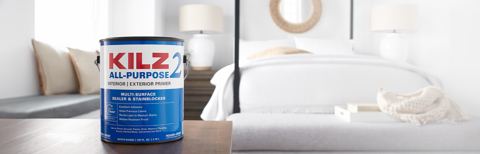 KILZ 2 Can of primer in a bedroom