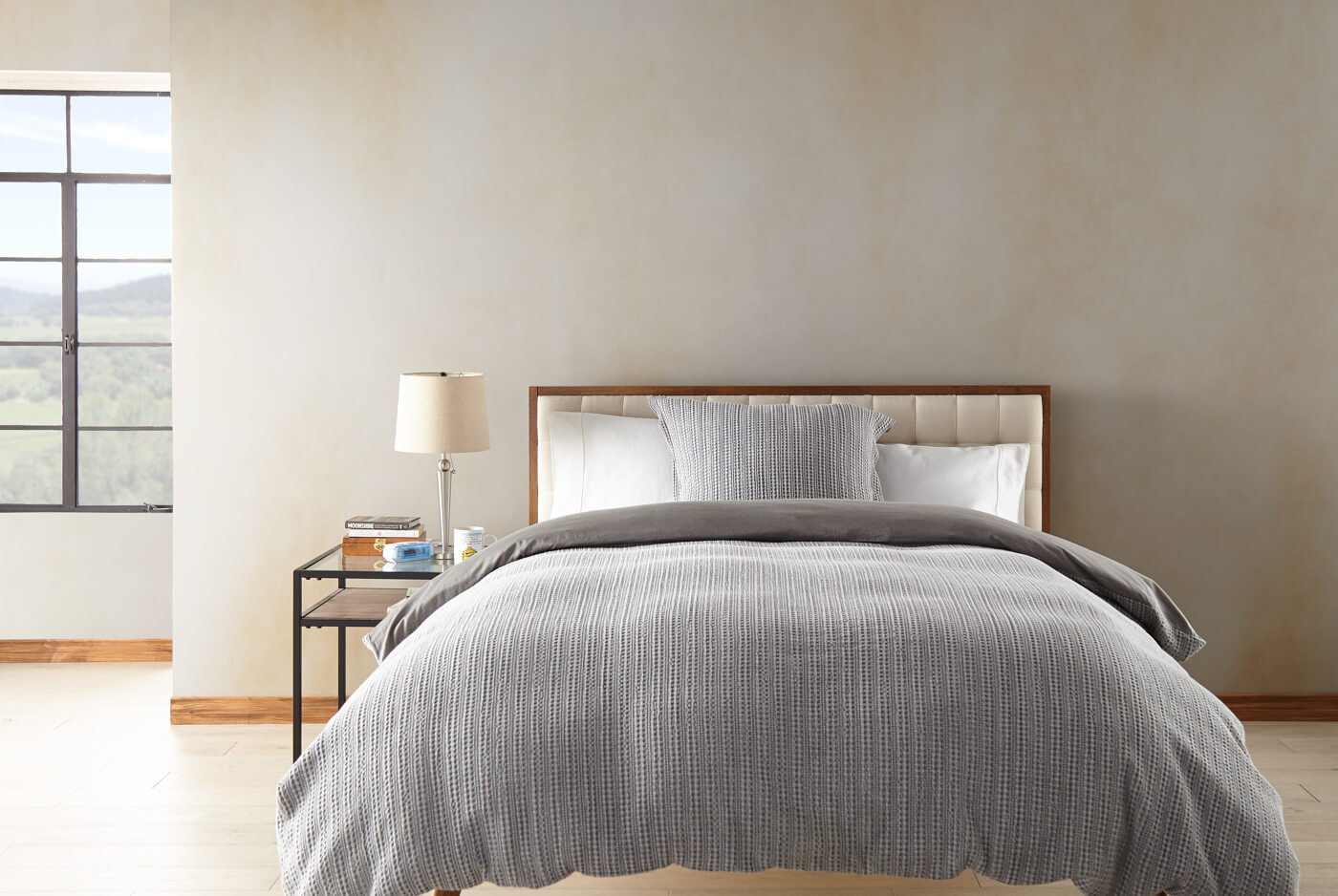 Bedroom with smoke stained walls