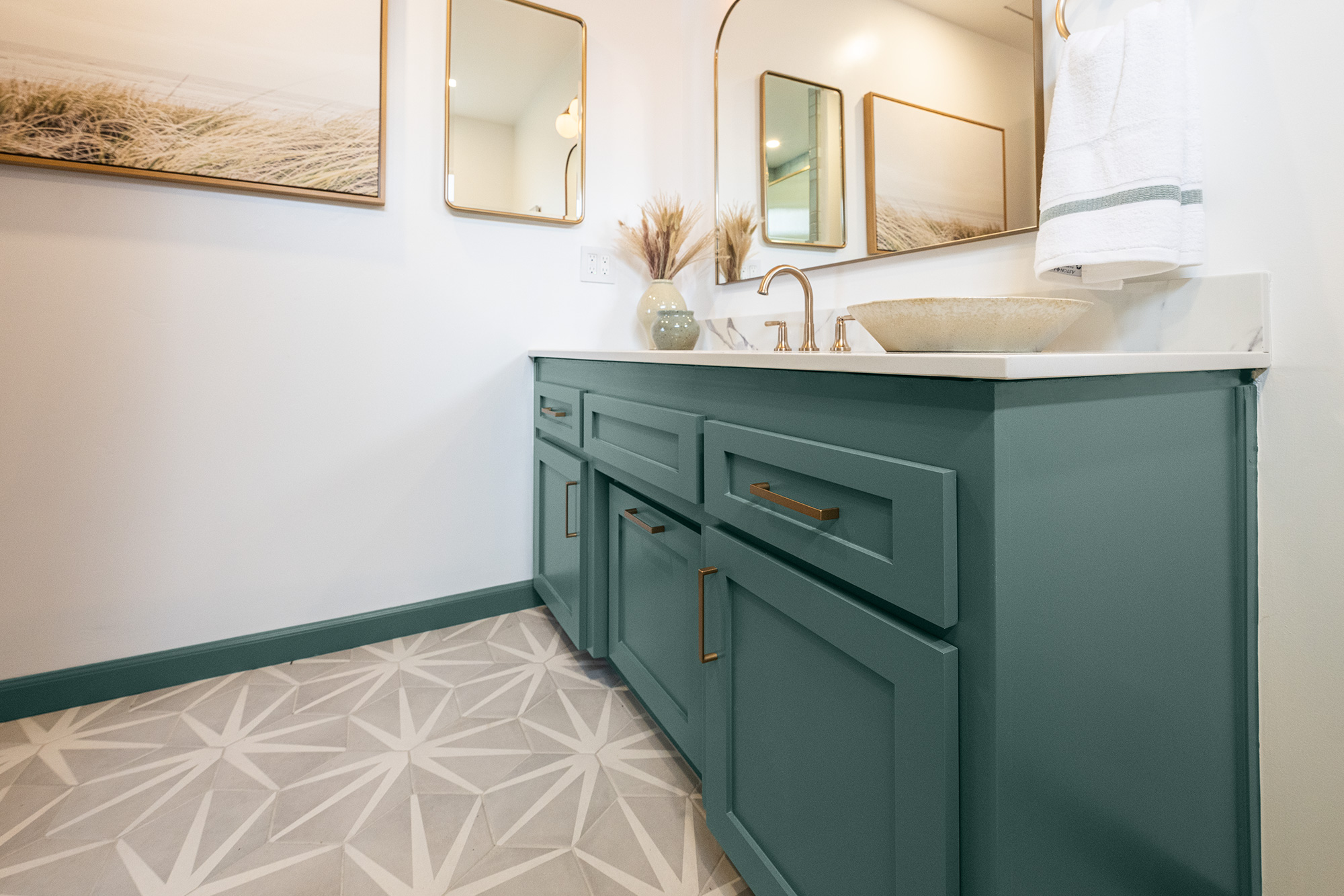 Close-up of finished bathroom.