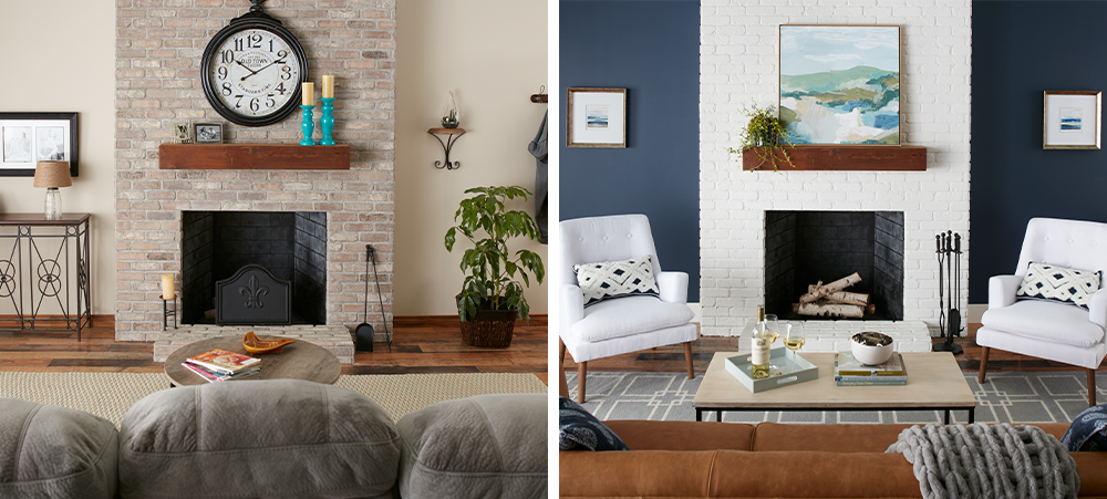 Mid Century Modern Brick Fireplace